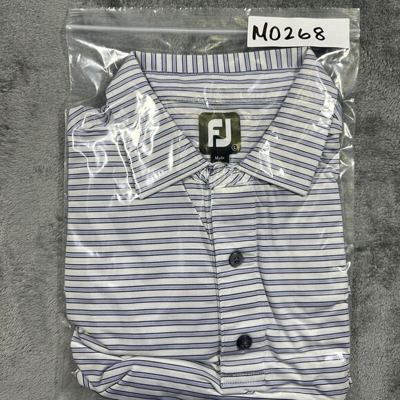 Footjoy Shirt Men’s‎ Large Gray Blue 1947 Stripped Polo Performance Golf Top - Picture 10 of 10